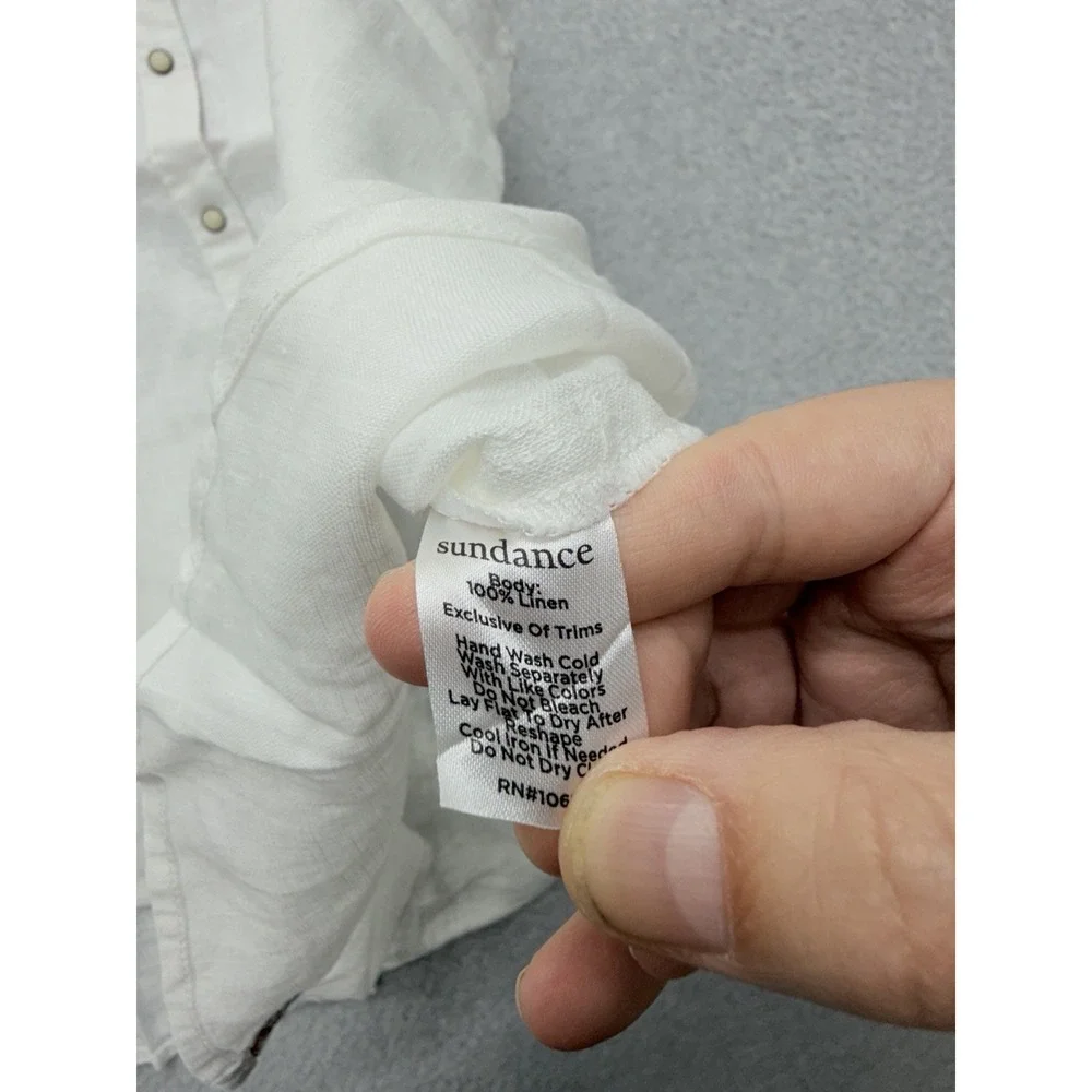 Sundance Willow Linen Sleeveless Top‎ Womens XL White Boho Western Button Front - Picture 7 of 8